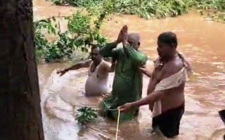 बाढ़ में फंसे नगर पंचायत अध्यक्ष, रेस्क्यू टीम ने सुरक्षित निकाला