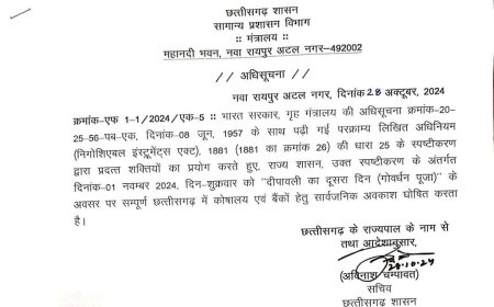 गोवर्धन पूजा पर रहेगा कोषालय और बैंकों में अवकाश