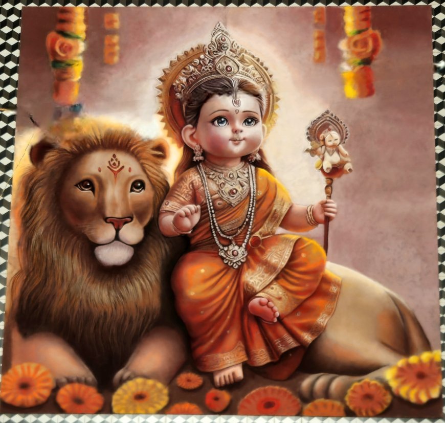 ब्रह्माकुमार हितेंद्र ने 256 वर्ग फीट मे मातारानी के बाल्यावस्था की मनमोहक रियालिस्टिक रंगोली बनाई