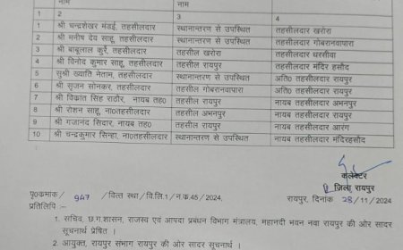 नायब तहसीलदार और तहसीलदारों का तबादला, कलेक्टर ने जारी किया आदेश…