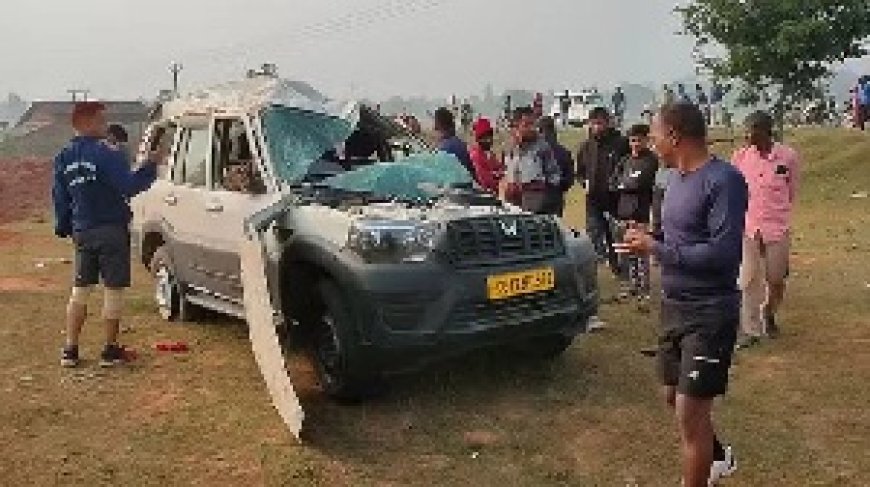 पुलिस की गाड़ी का एक्सीडेंट, SI की मौके पर मौत, तीन आरक्षक घायल