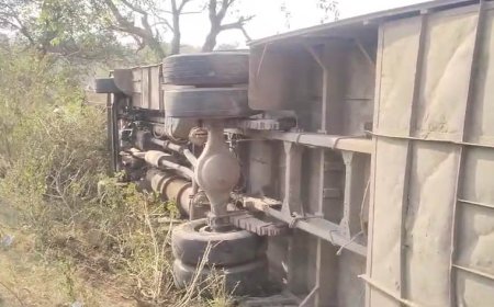 रायपुर से जगदलपुर जा रही बस पलटी, 3 लोग घायल, यात्रियों में हड़कंप