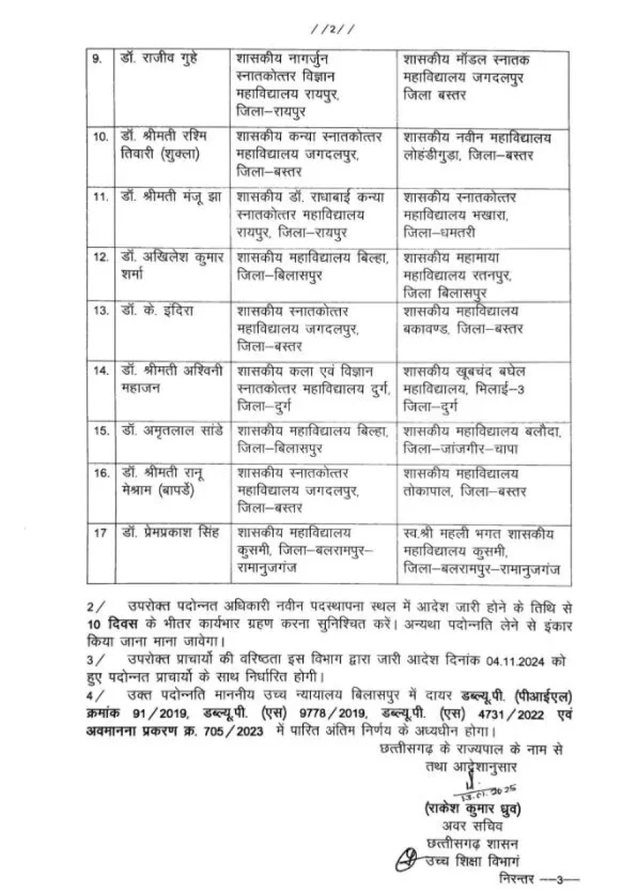 17 प्राचार्यों का प्रमोशन, देखें आदेश