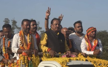 विजय बघेल के नेतृत्व में विशाल विजय रैली निकाल कर दयानंद ने नगर वासियों का माना आभार