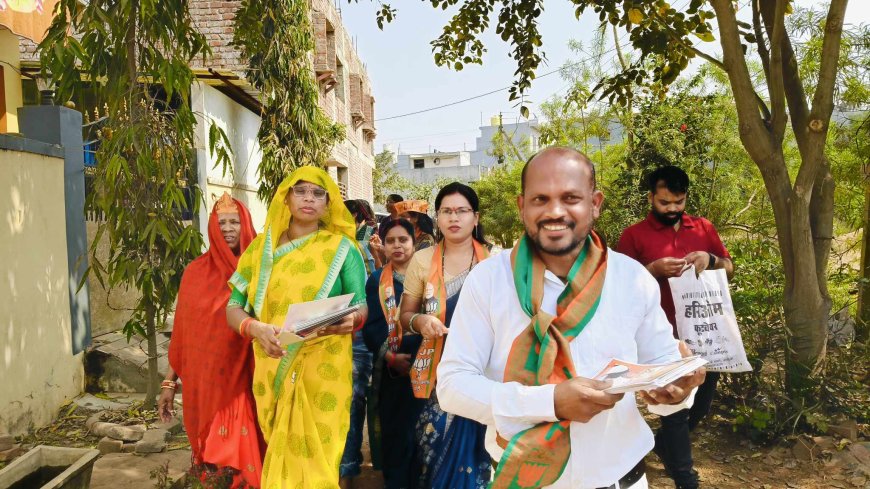दयानंद के समर्थन में ,साँसद विजय बघेल पहुँचे - बोले भाजपा बडीं अंतर से जीत रही अमलेशवर