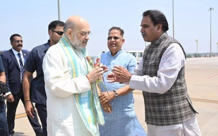 जगदलपुर पहुंचे अमित शाह, बस्तर पंडुम महोत्सव में होंगे शामिल