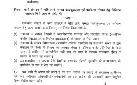छत्तीसगढ़ में अब सभी सरकारी काम होंगे डिजिटल, मुख्य सचिव ने सभी कलेक्टरों को जारी किया पत्र