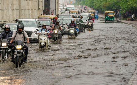 कहीं पेड़ों की जड़ में लटकी कार, कहीं पानी के अंदर सड़क... आंधी-बारिश से तबाही की तस्वीरें