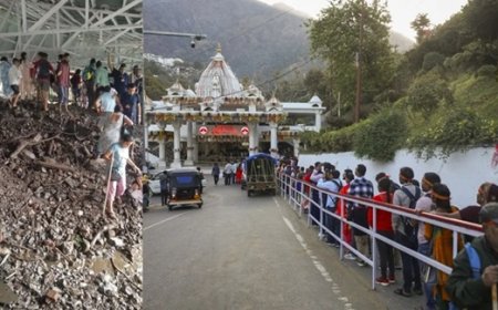 मूसलाधार बारिश से भूस्खलन, माता वैष्णो देवी यात्रा मार्ग बंद