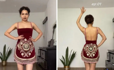 महिला ने पुराने सोफा कवर से बनाई शानदार ड्रेस,  वीडियो वायरल