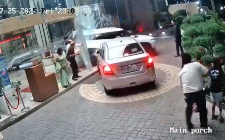 महिला चालक ने ब्रेक की जगह दबा दिया एक्सीलेटर, होटल के अंदर जा घुसी कार
