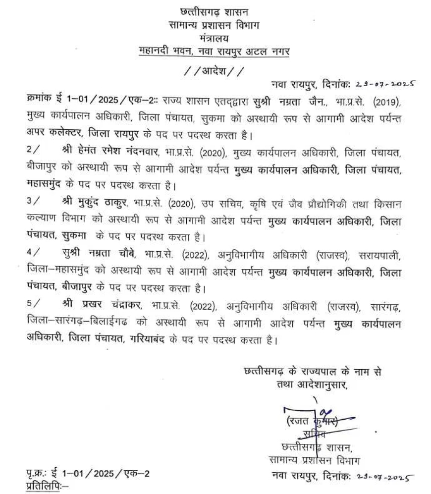 आईएएस अधिकारियों का तबादला