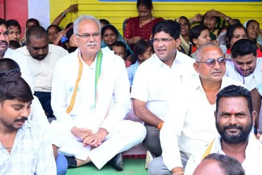 दारू भट्ठी बंद हो , 14 वें दिन के अनिशिचित  कालीन धरना प्रदर्शन को समर्थन देने  खुडमुडा पहुँचे पूर्व मुख्यमंत्री भूपेश बघेल
