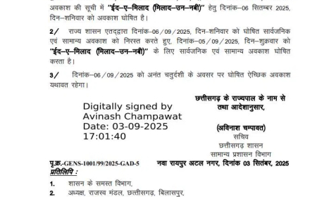 ईद-ए-मिलाद की छुट्टी अब 5 सितंबर को, सरकार ने बदला अवकाश का दिन, आदेश जारी