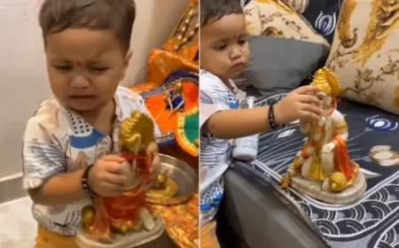 मंदिर से हनुमान जी उठाकर भागा बच्चा, फिर प्यार से लगाई दवा, मां डांटती रही