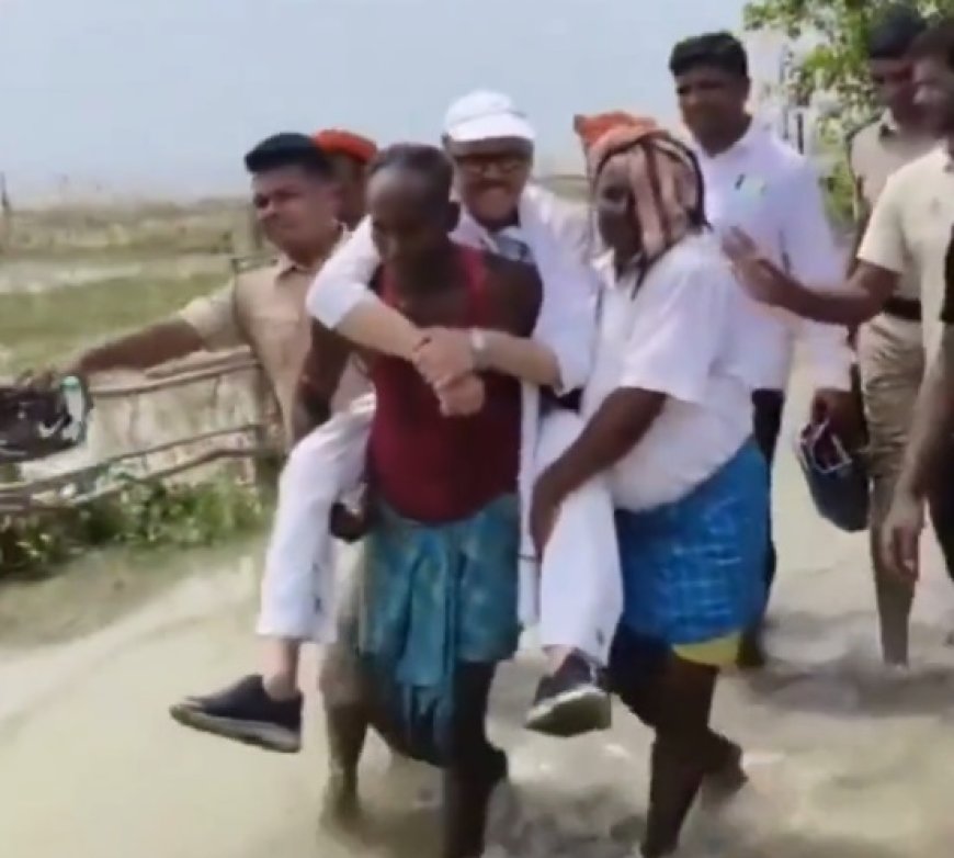 कांग्रेस सांसद का वीडियो वायरल: ग्रामीण के कंधे पर बैठकर किया बाढ़ क्षेत्र का दौरा
