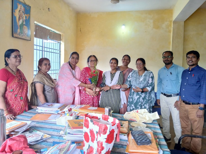वरिष्ठ शिक्षिका सरोज बाला मिश्रा का जन्मदिवस मनाया शालेय परिवार चांदमारी ने