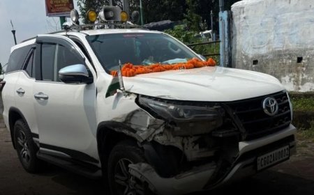 स्वास्थ्य मंत्री जायसवाल की कार ट्रक से टकराई...