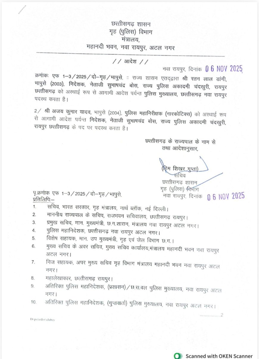 डांगी हटे, यादव बने पुलिस अकादमी के नए निदेशक