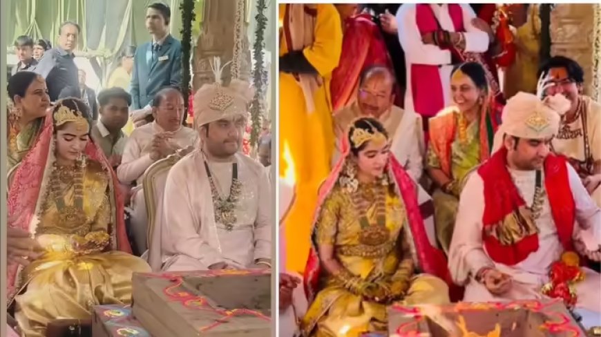 कथावाचक इंद्रेश उपाध्याय की शादी की पहली फोटो, दुल्हन शिप्रा ने नजरें झुकाकर दिखाए संस्कार,मंडप में पीछे बैठे धीरेंद्र शास्त्री और कुमार विश्वास