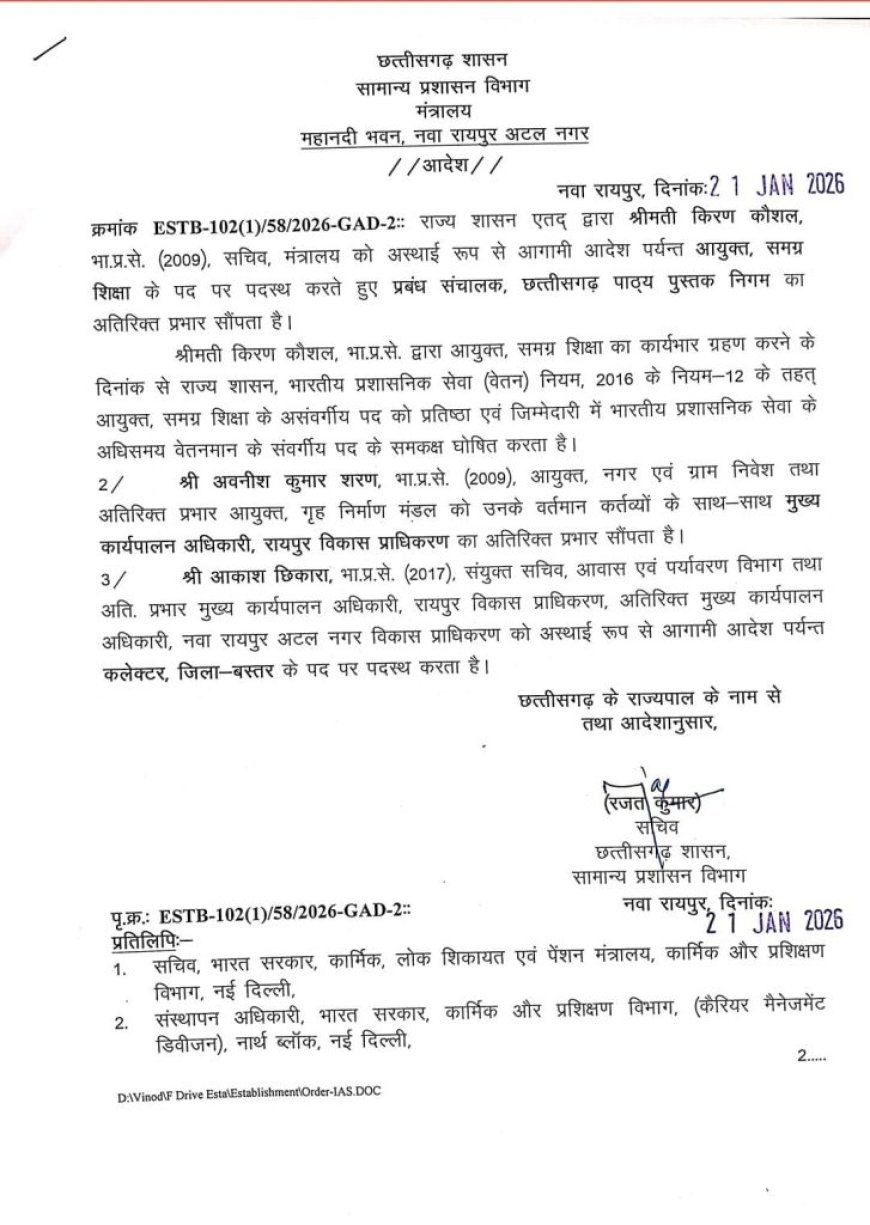 तीन आईएएस अफसरों को नई तैनाती