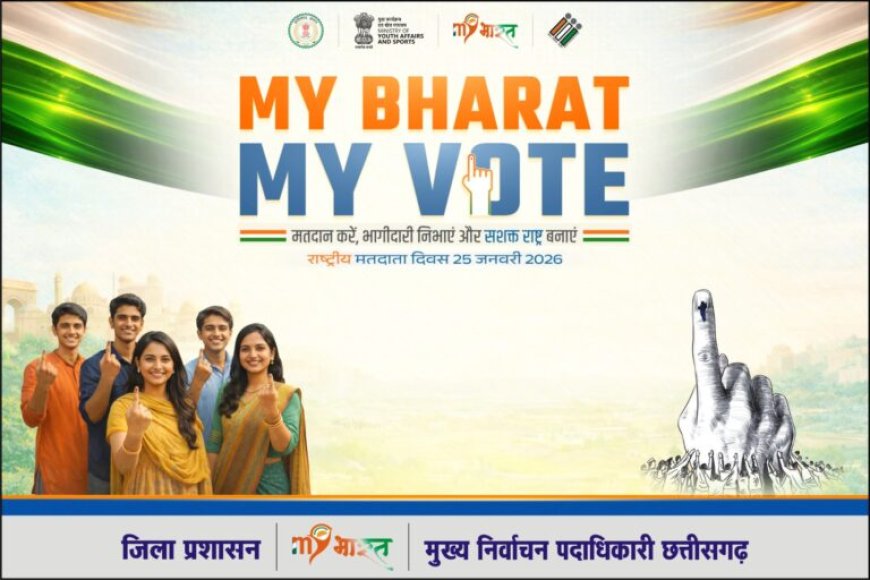 राष्ट्रीय मतदाता दिवस–2026 पर माय भारत, रायपुर द्वारा 25 जनवरी को विशाल युवा मतदाता जागरूकता पदयात्रा का आयोजन