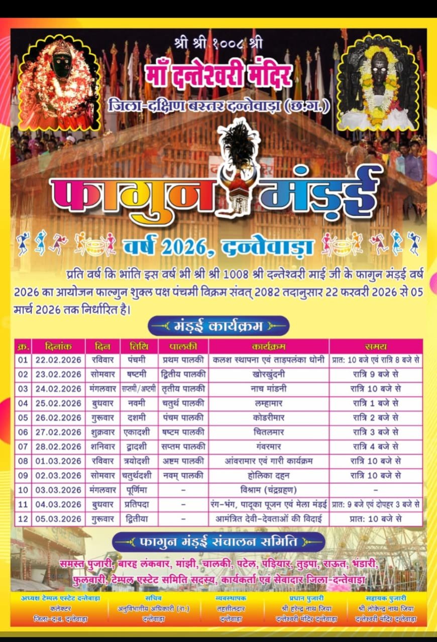 *दंतेवाड़ा के प्रसिद्ध फागुन मड़ई का कार्यक्रम घोषित*